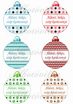 Karácsonyfa gömbök ÁLDOTT, BÉKÉS, SZÉP KARÁCSONYT felirattal