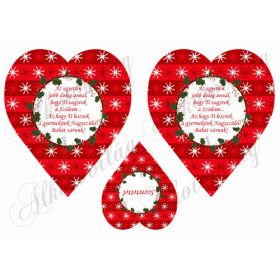   Hópelyhes szívek magyal koszorúval BABÁT VÁRUNK felirattal