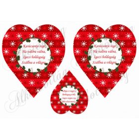   Hópelyhes szívek magyal koszorúval KARÁCSONYI REGE idézettel