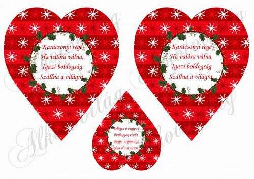 Hópelyhes szívek magyal koszorúval KARÁCSONYI REGE idézettel
