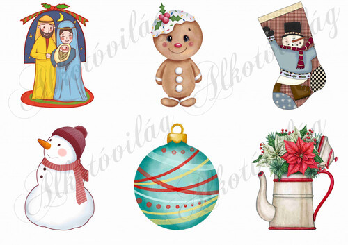 Karácsonyi elemek karácsonyfadíszekhez 2