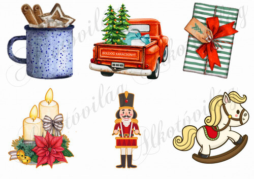 Karácsonyi elemek karácsonyfadíszekhez 3