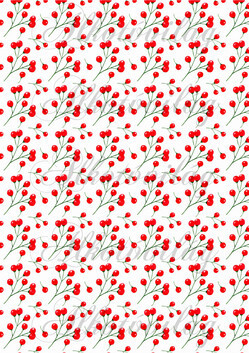 Piros bogyós ágak fehér alapon