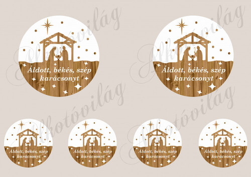 Betlehemes sziluett fa alapon 10 cm-es körökkel - HÍMZŐKERETHEZ