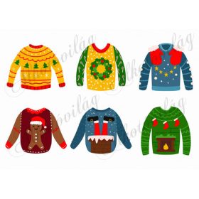   Csúnya karácsonyi pulcsik mézeskalács babával, koszorúval