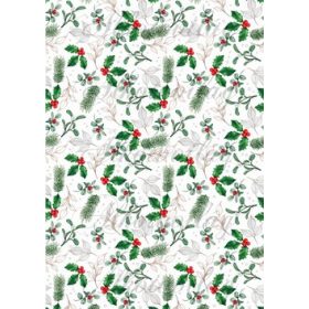   Magyal levelek piros bogyókkal, fenyőágak és más levelek