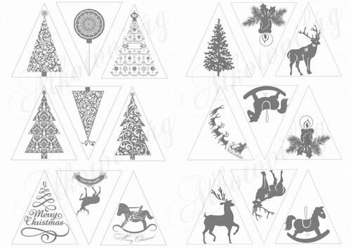 Karácsonyi sziluett minták szürkében