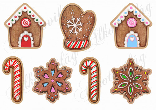 Mézeskalács figurák színes cukorkákkal