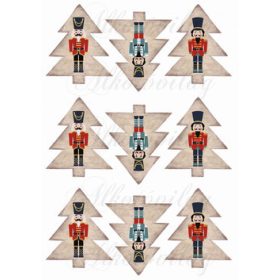 Papír utánzatú fenyőfák Diótörő figurákkal