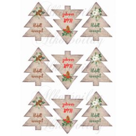 Papír utánzatú fenyőfák karácsonyi kompozíciókkal