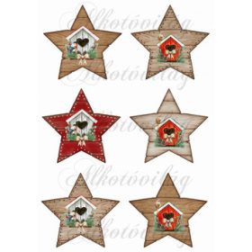 Csillagok fa lécekből kismadarakkal és házikókkal