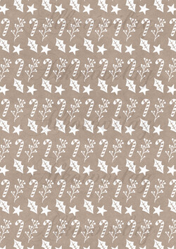 Fehér cukorkabotok, magyal levelek, csillagok kraft alapon