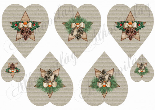 Hullámkarton szívek karácsonyi szívek dekorációkkal