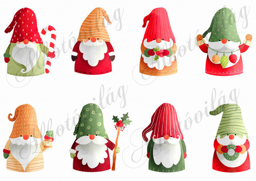 Karácsonyi manók cukorkabottal, lámpással, izzósorral SZEMEKKEL