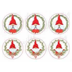 Karácsonyi manók fenyőkoszorúkban körökben NAGYBAN 1