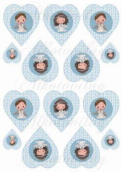 Angyalkák - kislány és kisfiú- kötött szívekben KICSIBEN