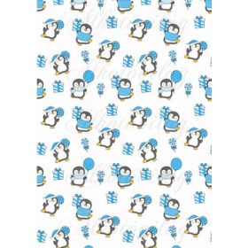   Cuki pingvinek nyalókákkal és ajándékdobozokkal kékes színekkel