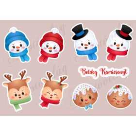 Kedves mézeskalács arcocskák, hóember, szarvas