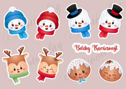 Kedves mézeskalács arcocskák, hóember, szarvas