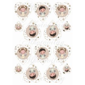   Kisfiú és kislány angyalkák csillagos szívekben KICSIBEN