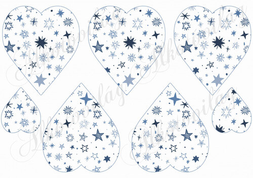 Kékes árnyalatú csillagos szívek