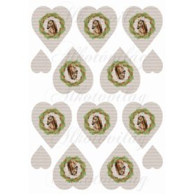   Kézzel festett ló karácsonyi koszorúban hullámpapír struktúrájú szíveken KICSIBEN