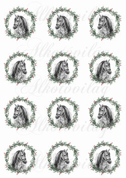 Kézzel festett ló karácsonyi koszorúban KICSIBEN