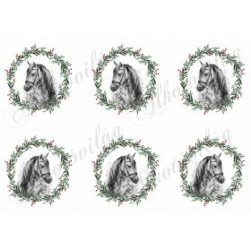 Kézzel festett ló karácsonyi koszorúban