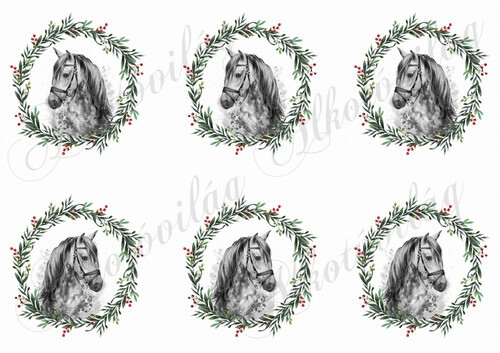 Kézzel festett ló karácsonyi koszorúban