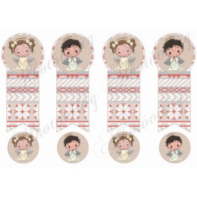   Könyvjelző alapok norvég mintával kislány és kisfiú angyalkákkal