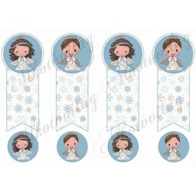 Könyvjelzők barna hajú kislány és kisfiú angyalkákkal