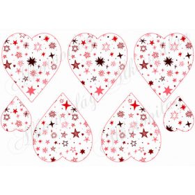 Piros és bordó árnyalatú csillagos szívek