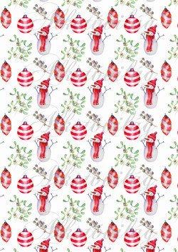 Retro karácsonyi díszek hóemberekkel és fagyöngy ágakkal