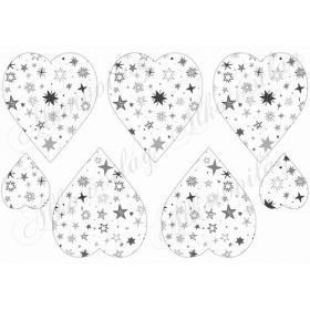 Szürkés árnyalatú csillagos szívek