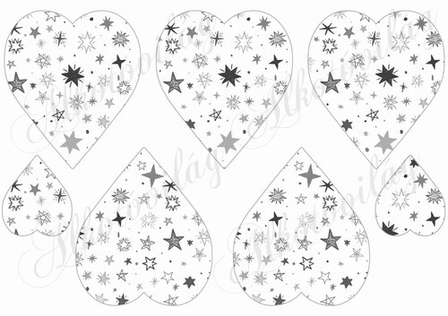 Szürkés árnyalatú csillagos szívek