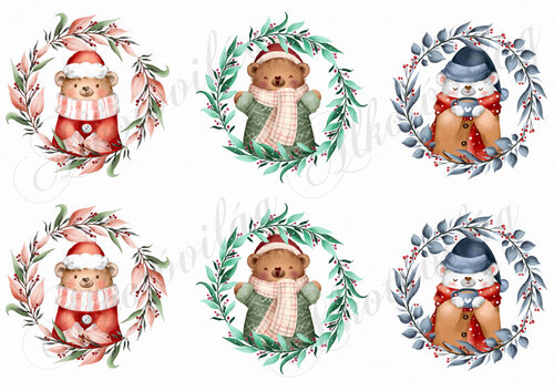 Tündéri macik karácsonyi koszorúkban