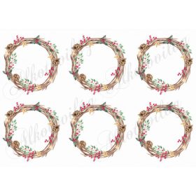 Vesszőkoszorúk tobozokkal, magyallal, csillagokkal