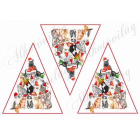 Cicák mikulássapkában karácsonyfadíszhez NAGYBAN