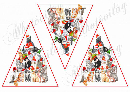 Cicák mikulássapkában karácsonyfadíszhez NAGYBAN