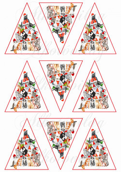 Cicák mikulássapkában karácsonyfadíszhez