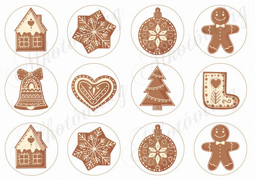 Díszített mézeskalács figurák körökben