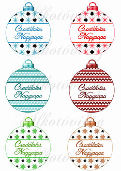 Karácsonyfa gömbök CSODÁLATOS NAGYPAPA feliratokkal