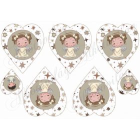 Kislány angyalkák csillagos szívekben