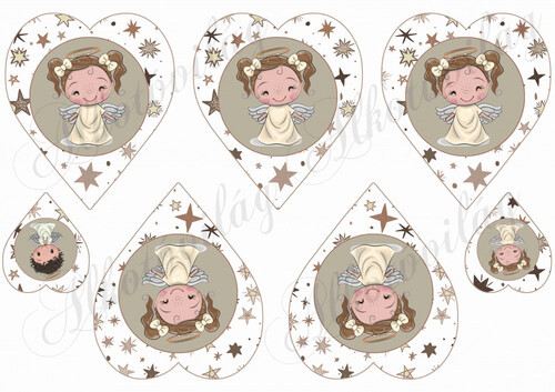 Kislány angyalkák csillagos szívekben