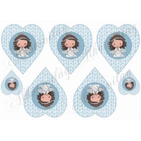 Kislány angyalkák kötött szívekben