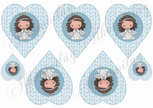 Kislány angyalkák kötött szívekben