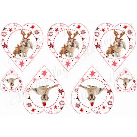 Piros csillagos szívek karácsonyi labrador kutyusokkal