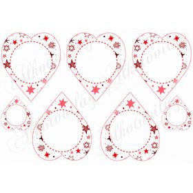 Piros csillagos szívek üres belsővel