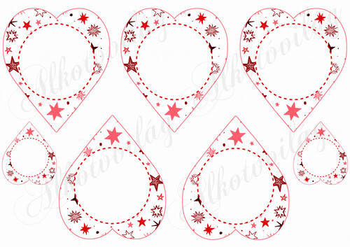 Piros csillagos szívek üres belsővel
