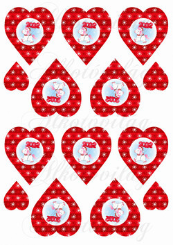 Unikornisos szívek 2022-es évszámmal PIROS szívekben KICSIBEN